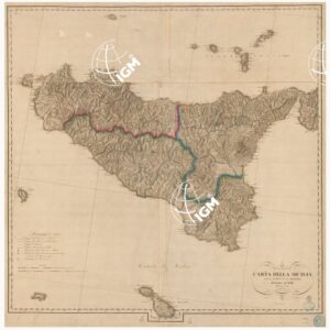 CARTA DELLA SICILIA CON L'ANTICA E LA MODERNA DIVISIONE IN VALLI RETTIFICATA NEL 1818 (s. a.)