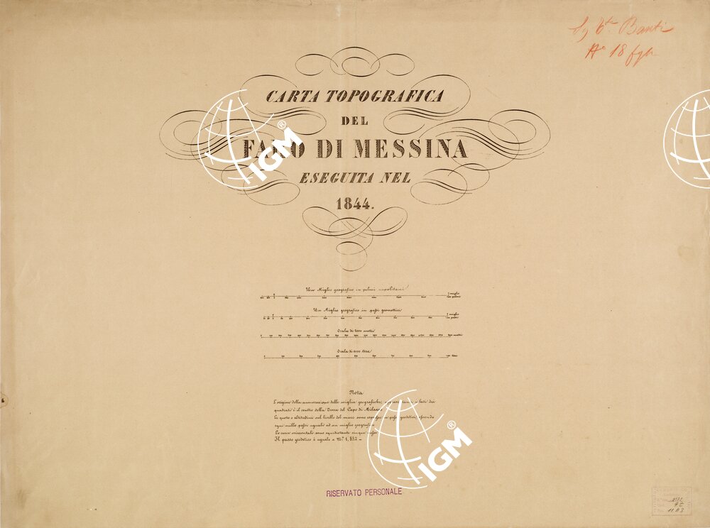 CARTA TOPOGRAFICA DEL FARO DI MESSINA ESEGUITA NEL 1844 - Titolo