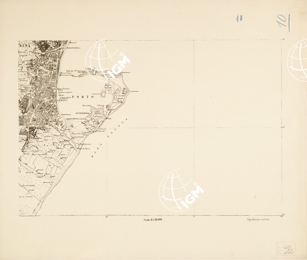 CARTA TOPOGRAFICA DEL FARO DI MESSINA ESEGUITA NEL 1844 - Foglio 10