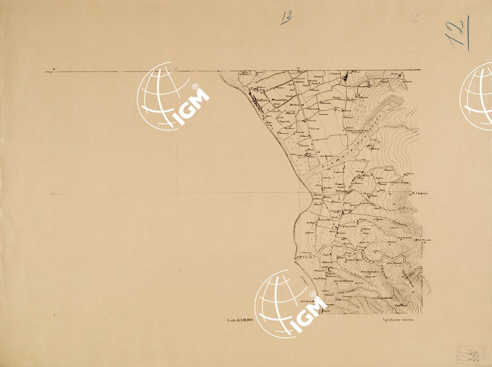 CARTA TOPOGRAFICA DEL FARO DI MESSINA ESEGUITA NEL 1844 - Foglio 12