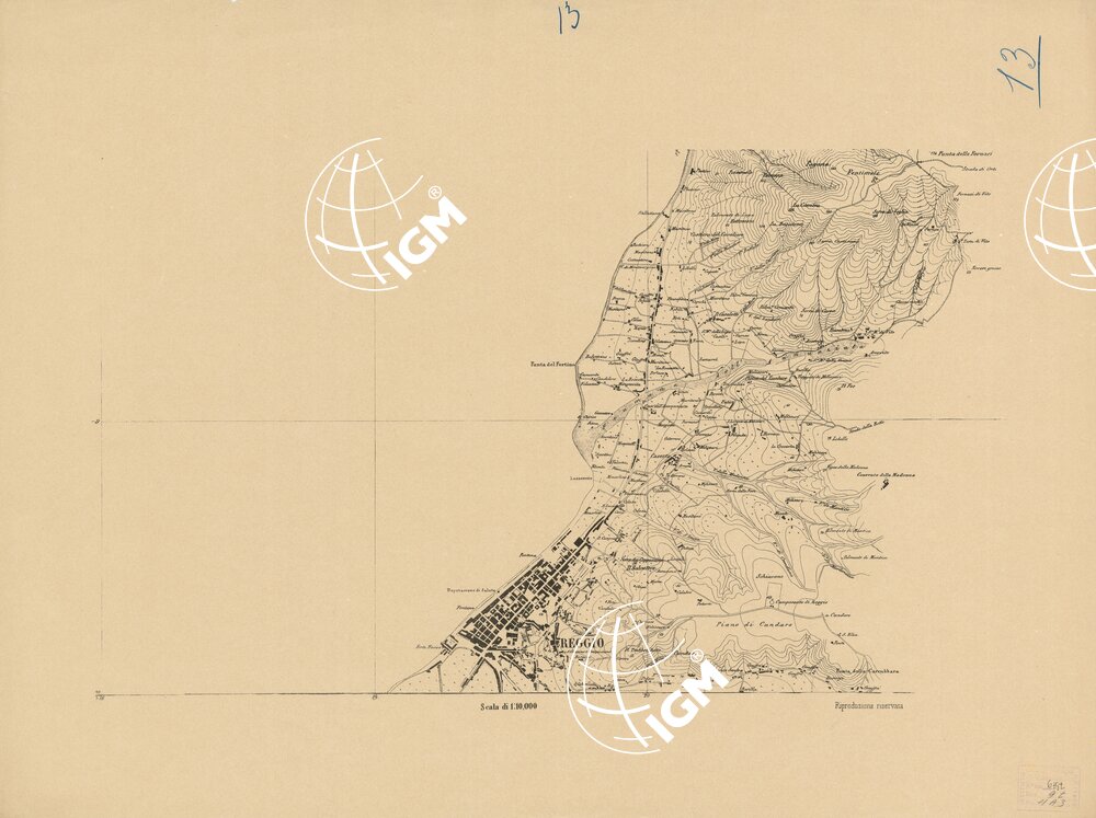CARTA TOPOGRAFICA DEL FARO DI MESSINA ESEGUITA NEL 1844 - Foglio 13