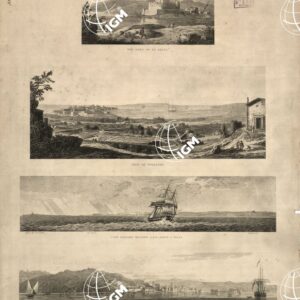 THE PORT OF LA BRUCA, VIEW OF SYRACUSE, CAPE PASSARO BEARING S.S.W. ABOUT 6 MILES, VIEW OF THE TOWN OF ALICATA