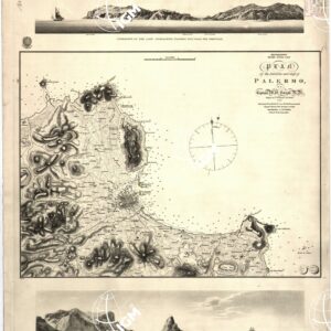 MEDITERRANEAN SICILY NORTH COAST PLAN OF THE ENVIRONS AND GULF OF PALERMO...