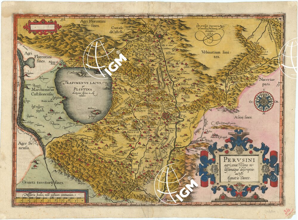 THEATRUM ORBIS TERRARUM DI ORTELIO. "PERUSINI AGRI; EXACTISSIMA NOVISSIMAQUE DESCRIPTIO: AUTORE EGNATIO DANTE".