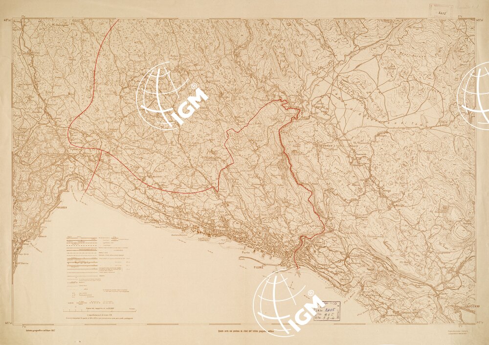 CARTA TOPOGRAFICA DELLA CITTA' DI FIUME E DINTORNI
