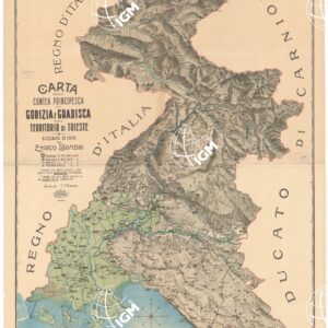 CARTA DELLA CONTEA PRINCIPESCA DI GORIZIA E GRADISCA COL TERRITORIO DI TRIESTE DISEGNATA ED EDITA DA ENRICO BOMBIG.