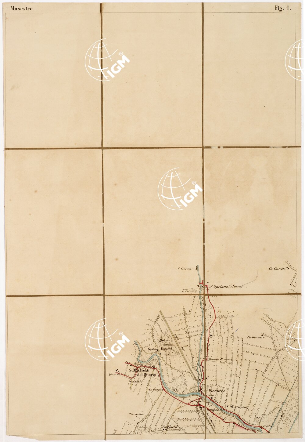 CARTA TOPOGRAFICA DELLA LAGUNA VENETA - MUSESTRE - Foglio 1
