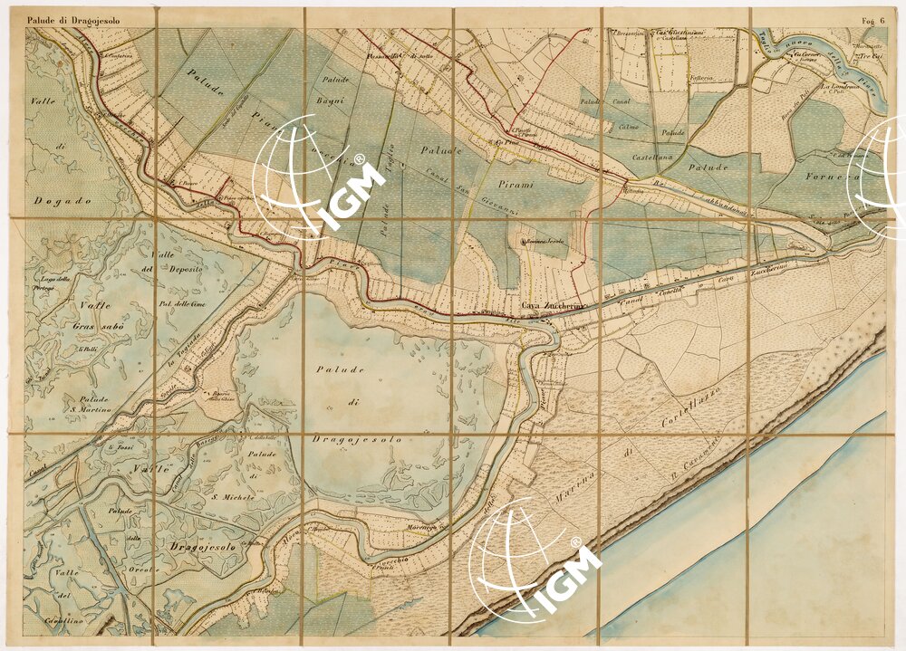 CARTA TOPOGRAFICA DELLA LAGUNA VENETA - PALUDE DI DRAGOJESOLO - Foglio 6