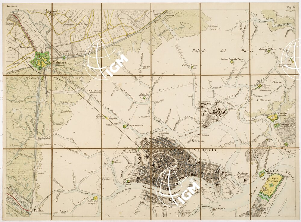 CARTA TOPOGRAFICA DELLA LAGUNA VENETA - VENEZIA - Foglio 9