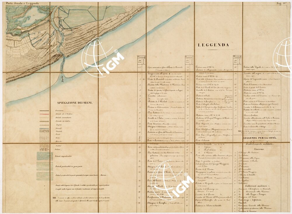 CARTA TOPOGRAFICA DELLA LAGUNA VENETA - PORTO JESOLO E LEGGENDA - Foglio 11