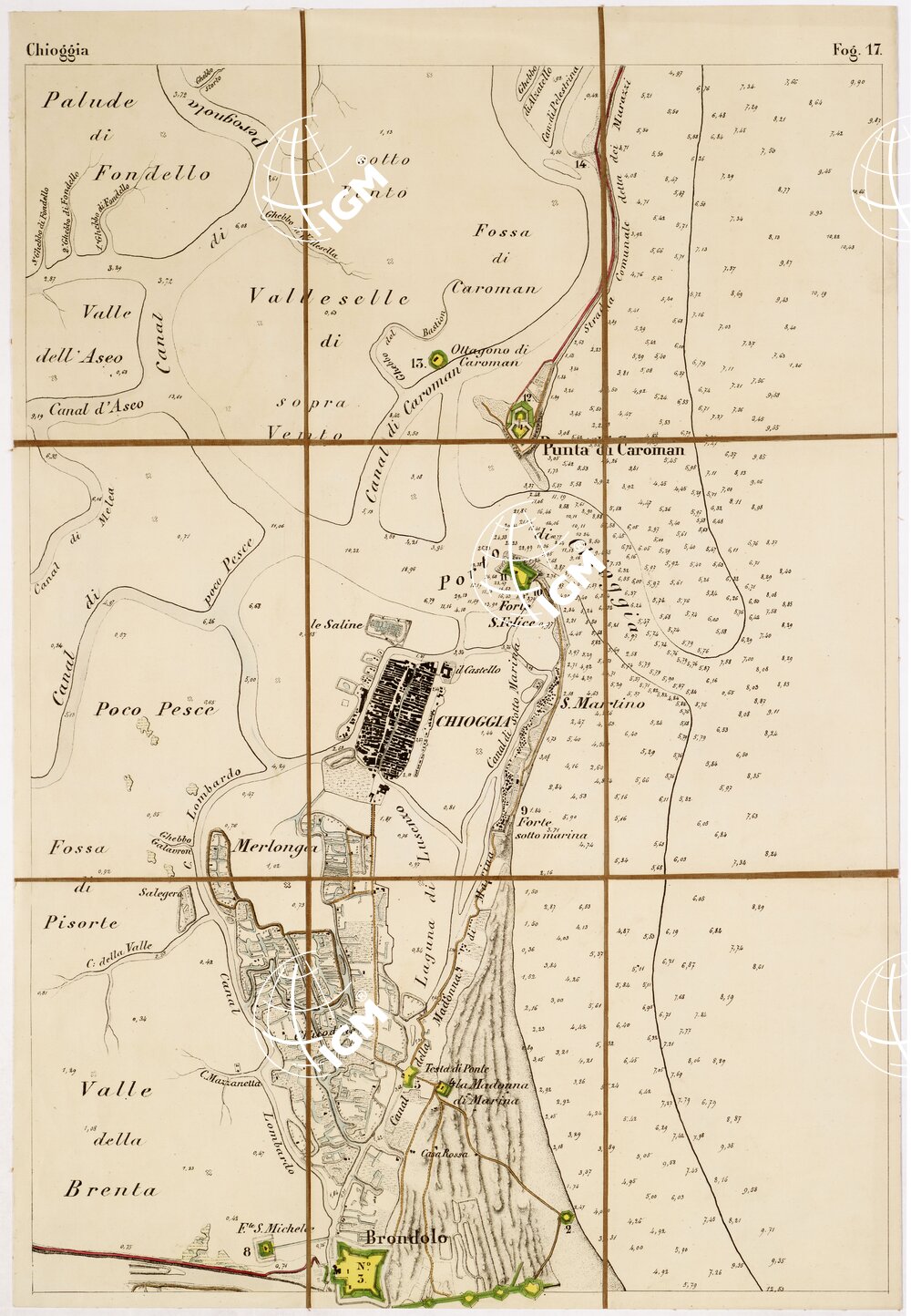 CARTA TOPOGRAFICA DELLA LAGUNA VENETA - CHIOGGIA - Foglio 17