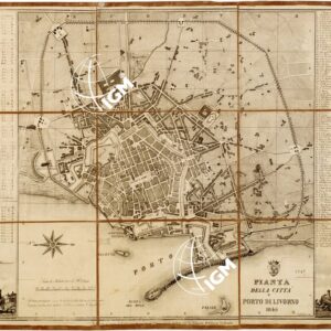 PIANTA DELLA CITTA' E PORTO DI LIVORNO 1846.
