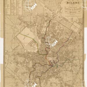 NUOVA EDIZIONE ANNO 1869.PIANTA DELLA CITTA' DI MILANO DEDICATA A SUA ALTEZZA REALE IL PRINCIPE EREDITARIO UMBERTO DI PIEMONTE. MILANO, DALL'EDITORE TOMASO GENEVRESI