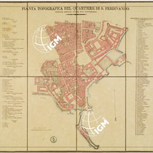 PIANTA DEI QUARTIERI DELLA CITTA' DI NAPOLI - PIANTA TOPOGRAFICA DEL QUARTIERE S. FERDINANDO