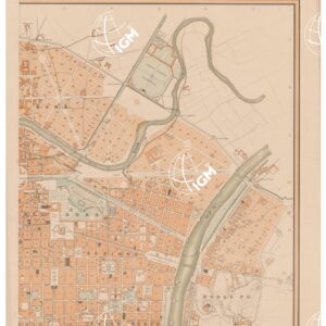 PIANO GENERALE DELLA CITTA' DI TORINO COLL'INDICAZIONE DEI PIANI REGOLARI DEGLI INGRANDIMENTI, COMPILATO PER CURA DELL'UFFICIO TECNICO MUNICIPALE. ESEGUITO NELLA LITOGRAFIA FRATELLI DOYEN. TORINO, NELL'ANNO 1884. G. KIRCHMAYR 
INCISORE - Tavola 2