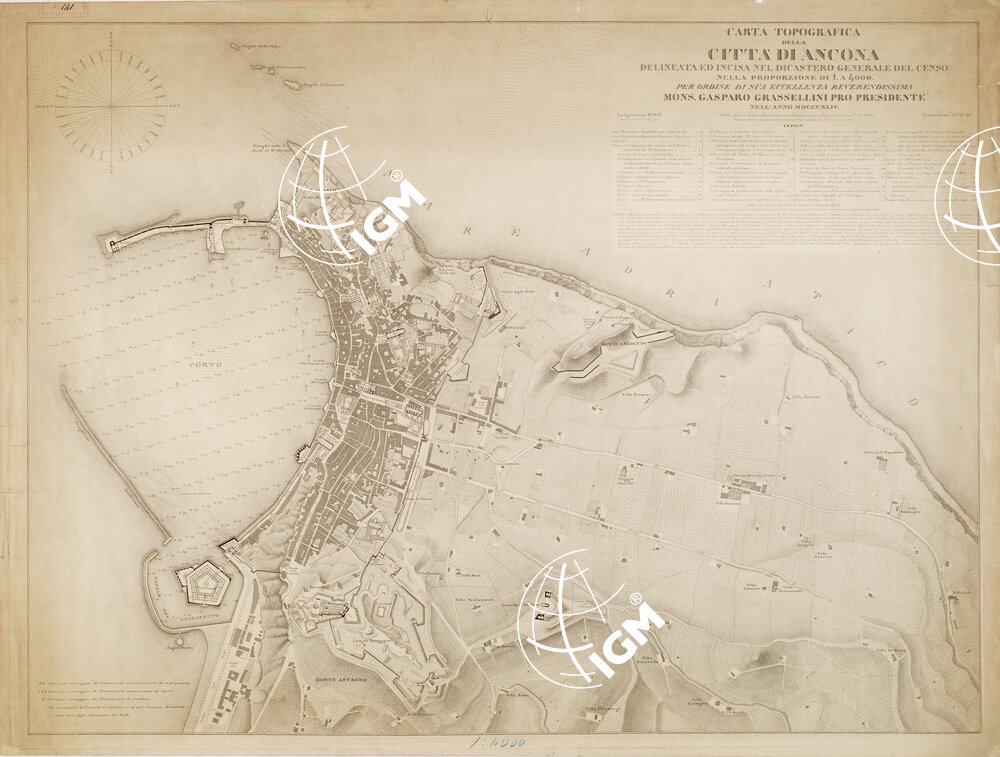 CARTA TOPOGRAFICA DELLA CITTA' DI ANCONA...