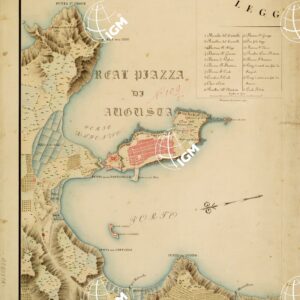 AUGUSTA REAL PIAZZA DI AUGUSTA E LE SUE FORTIFICAZIONI CON LEGENDA AL CENTRO - Foglio 1