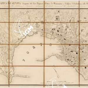 PIANTA TOPOGRAFICA DI GENOVA DISEGNATA DAL CAV. FOPPIANI, DOTTORE DI MATEMATICA E PROFESSORE D'ARCHITETTURA NELLA R. UNIVERSITA' DI GENOVA. INCISA NELLO STABILIMENTO LITOGRAFICO E CALCOGRAFICO DI NICOLO' ARMANINO