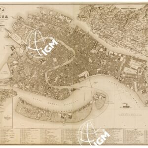 PIANTA DELLA CITTA' DI VENEZIA SECONDO LO STATO DELL'ANNO 1866. DISEGNATA DAL GEOMETRA MARCO PERISSINI. INCISA DA GIUSEPPE CATTANEO