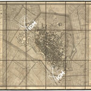 PIANTA DELLA CITTA' DI FERRARA CON I SUOI STABILIMENTI RELIGIOSI, POLITICI, MILITARI E CIVILI, ESEGUITA E DISEGNATA DALL'INGEGNERE GEOGRAFO FRANCESCO PAMPANI. PUBBLICATA L'ANNO 1836