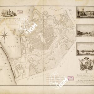 PIANTA TOPOGRAFICA DELLA CITTA' PORTO E ADIACENZE DI LIVORNO ESTRATTO CON SOVRANO PERMESSO DAI DOCUMENTI CHE ESISTONO NELL' ARCHIVIO DELL' I. E R. CATASTO DELLA TOSCANA.
