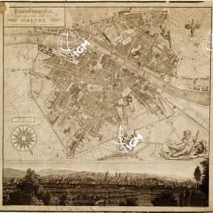 PIANTA TOPOGRAFICA E VEDUTA GENERALE DELLA CITTA' DI FIRENZE PRESSO LORENZO BARDI