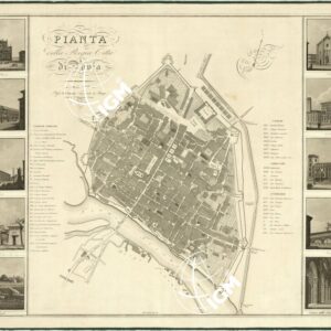 PIANTA DELLA REGIA CITTA' DI PAVIA MILANO PRESSO ARTARIA