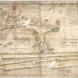 PIANTA E PROFILO DI OPERAZIONI STABILITE NELLA CONCORDIA DEL 1664 E QUI SEGNATE CON LETTERE DELL'ALFABETO E SPIEGATE NELLA SCRITTURA CORRISPONDENTE SOTTOSCRITTA QUESTO DI IN OTTOBRE 1665 - Val di Chiana