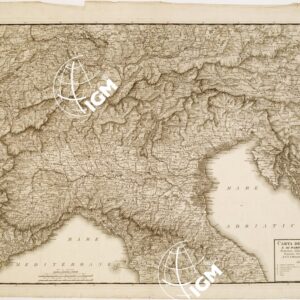 CARTA DELL'ITALIA SUPERIORE E DI PARTE DEGLI STATI LIMITROFI RIDUZIONE DELLA CARTA DI BACLER DALBE FATTA NEL DEPOSITO GENERALE DELLA GUERRA PER ORDINE DI S. E. IL MINISTRO DELLA GUERRA DEL REGNO D'ITALIA DISEGNATA E INCISA DA G. CANIANI.