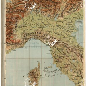 CARTA FISICA D'ITALIA PUBBLICATA DALL'ISTITUTO GEOGRAFICO ITALIANO COL PATROCINIO DEL COMUNE DI ROMA MDCCCLXXXIX. - Foglio 1