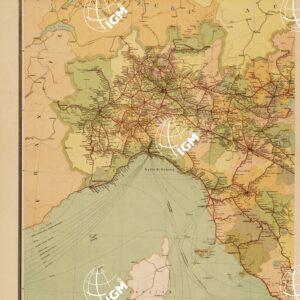 STRADE FERRATE ITALIANE IN ESERCIZIO IN COSTRUZIONE ED IN PROGETTO CON INDICAZIONE A COLORI DELLE DIVERSE PROVINCIE E DI TUTTE LE STAZIONI - Foglio 1