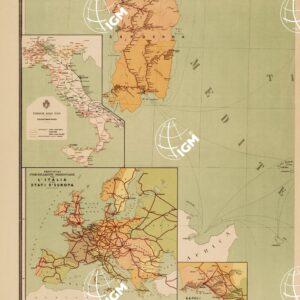 STRADE FERRATE ITALIANE IN ESERCIZIO IN COSTRUZIONE ED IN PROGETTO CON INDICAZIONE A COLORI DELLE DIVERSE PROVINCIE E DI TUTTE LE STAZIONI - Foglio 3