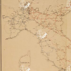CARTA DELLE FERROVIE DELL'ITALIA CONTINENTALE DIVISA NELLE RETI ADRIATICA E MEDITERRANEA LE STRADE AUTOMOBILISTICHE E LE LINEE FERROVIARIE ITALIANE