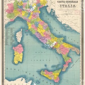 CARTA GENERALE D'ITALIA CON INDICAZIONI DEI CAPOLUOGHI DI PROVINCIA, DI CIRCONDARIO E DI PRETURA, DELLE STRADE FERRATE IN ESERCIZIO ED IN COSTRUZIONE E DELLE LINEE DI NAVIGAZIONE, ORDINATE PER LA LEGGE DEL 15 LUGLIO 1877