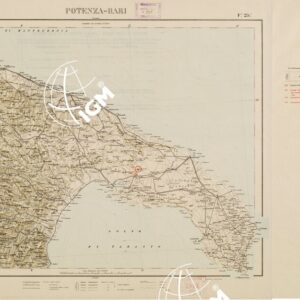 CARTA D'ITALIA CON LE INDICAZIONI DELLE CENTRALI PER LA PRODUZIONE DI ENERGIA ELETTRICA, ESISTENTI ED IN COSTRUZIONE A TUTTO L´ANNO 1920 - Foglio 25 POTENZA BARI