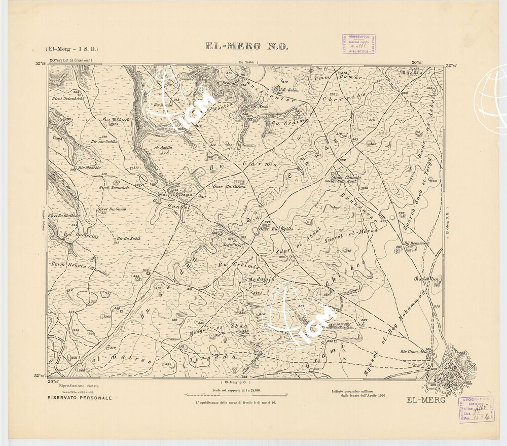 CARTA TOPOGRAFICA DELLA CIRENAICA AL 25.000 - EL-MERG I S. O. - El-Merg N. O.