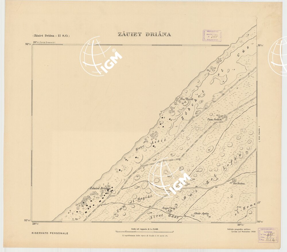 CARTA TOPOGRAFICA DELLA CIRENAICA AL 25.000 - ZAUIET DRIANA II S. O. - Zauiet Driana