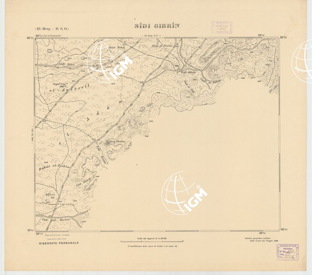 CARTA TOPOGRAFICA DELLA CIRENAICA AL 25.000 - EL-MERG II S. O. - Sidi Gibrin