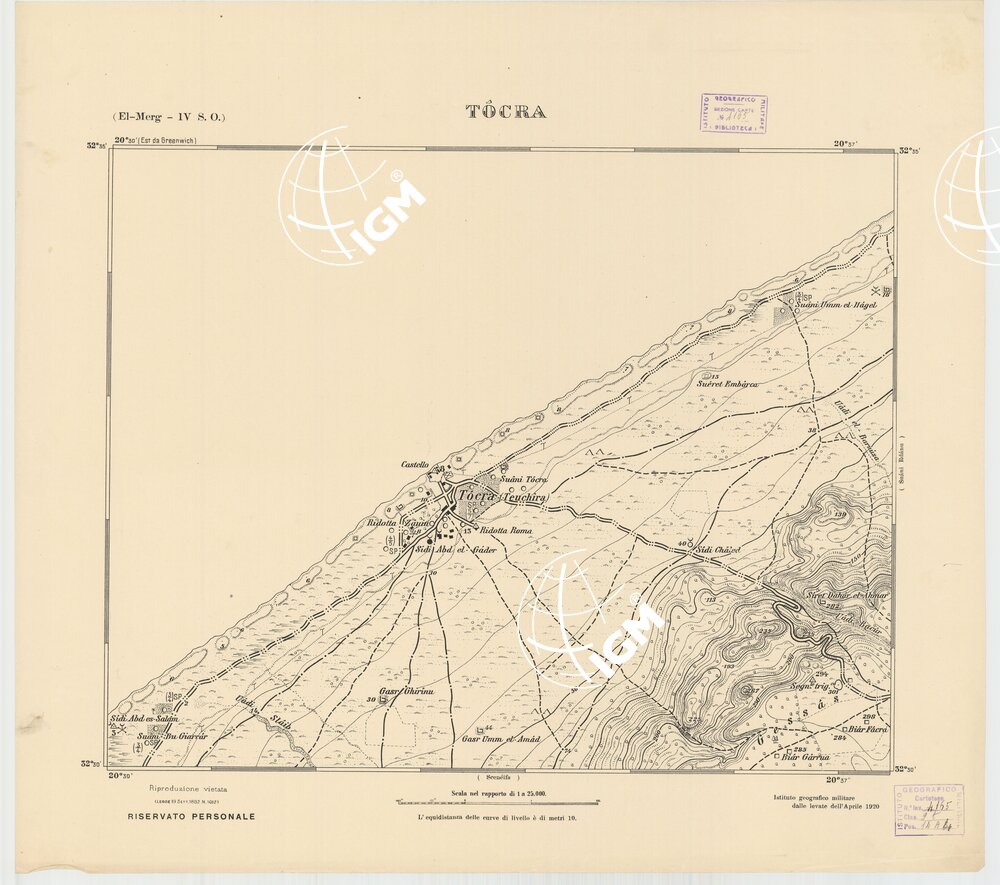 CARTA TOPOGRAFICA DELLA CIRENAICA AL 25.000 - EL-MERG IV S. O. - Tocra