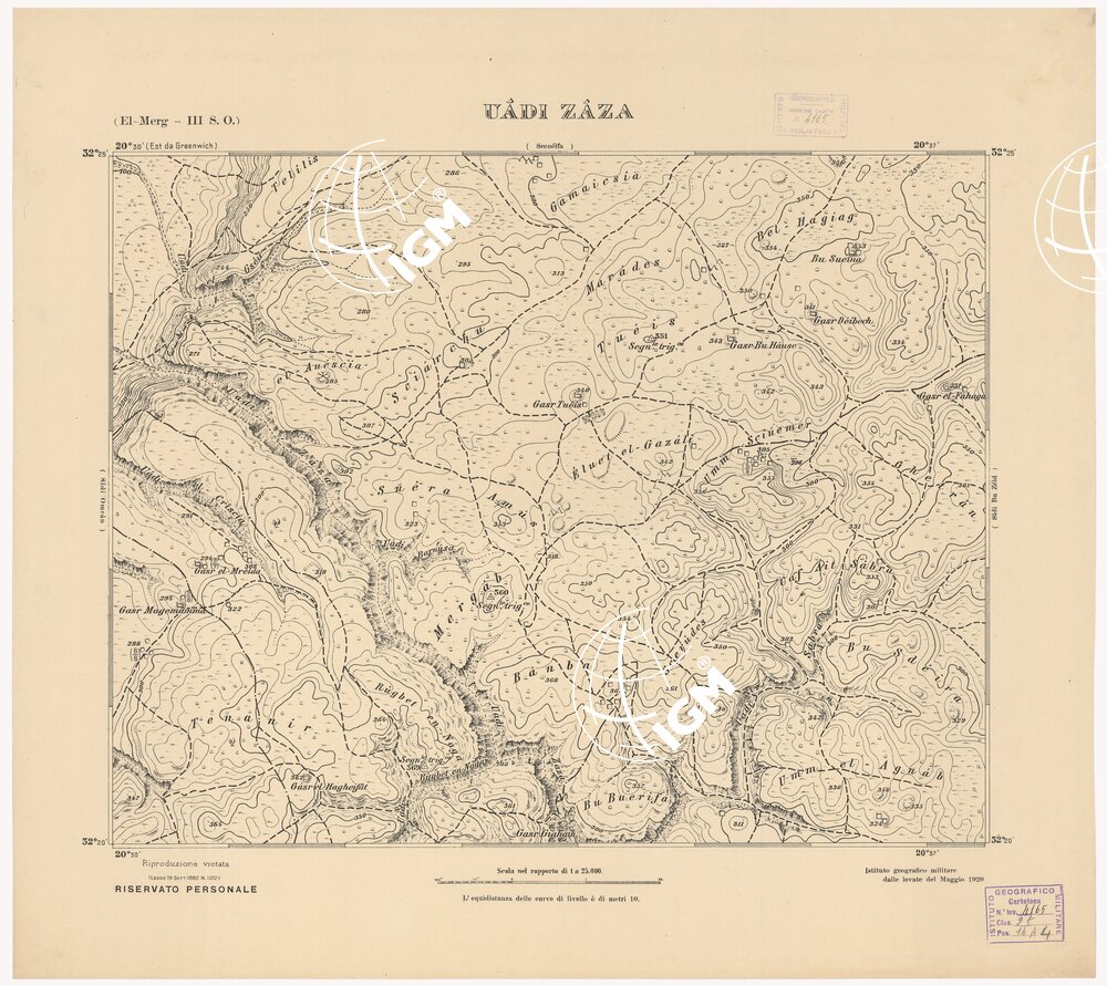 CARTA TOPOGRAFICA DELLA CIRENAICA AL 25.000 - EL-MERG III S. O. - Uadi Zaza