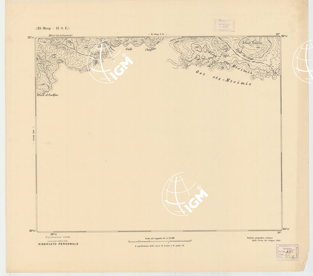 CARTA TOPOGRAFICA DELLA CIRENAICA AL 25.000 - EL-MERG II S. E. - Eluet El-Casfan