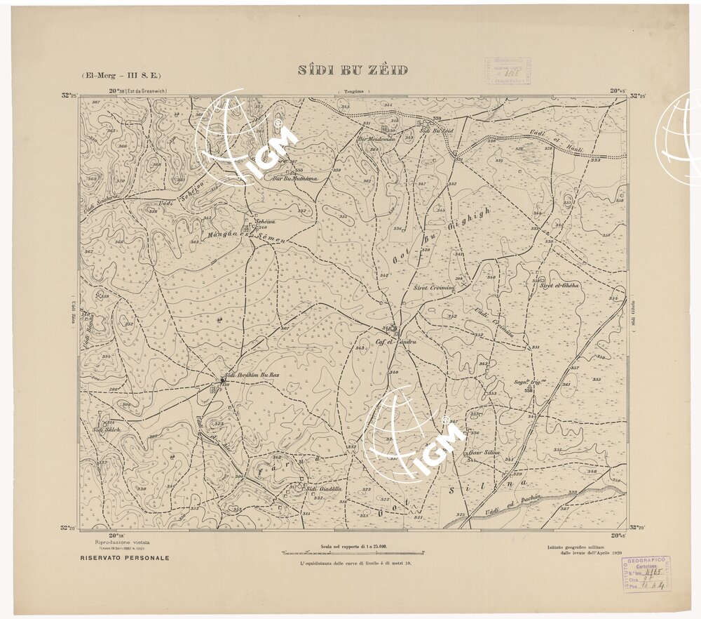 CARTA TOPOGRAFICA DELLA CIRENAICA AL 25.000 - EL-MERG III S. E. - Sidi Bu Zeid