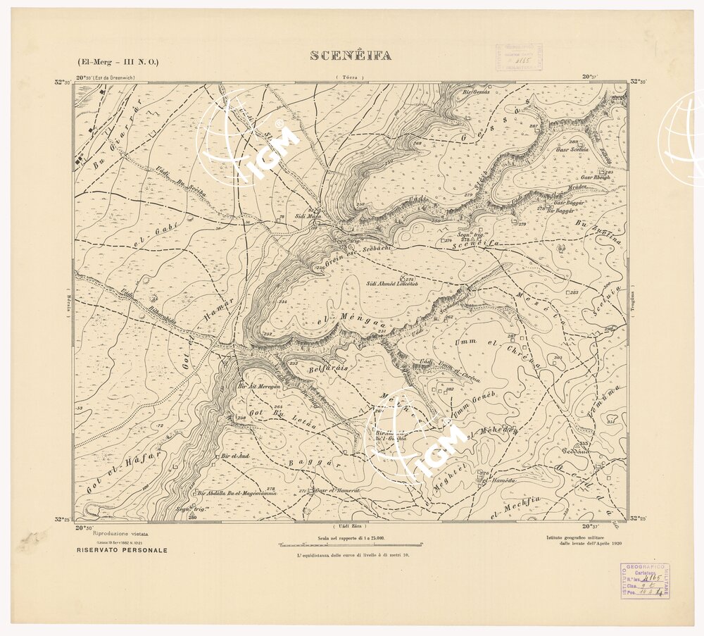 CARTA TOPOGRAFICA DELLA CIRENAICA AL 25.000 - EL-MERG III N. O. - Sceneifa