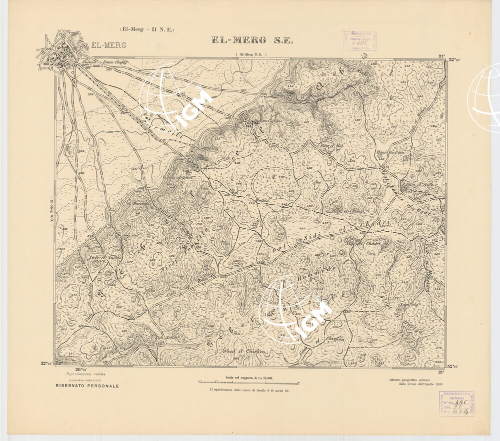 CARTA TOPOGRAFICA DELLA CIRENAICA AL 25.000 - EL-MERG II N. E. - El-Merg S. E.