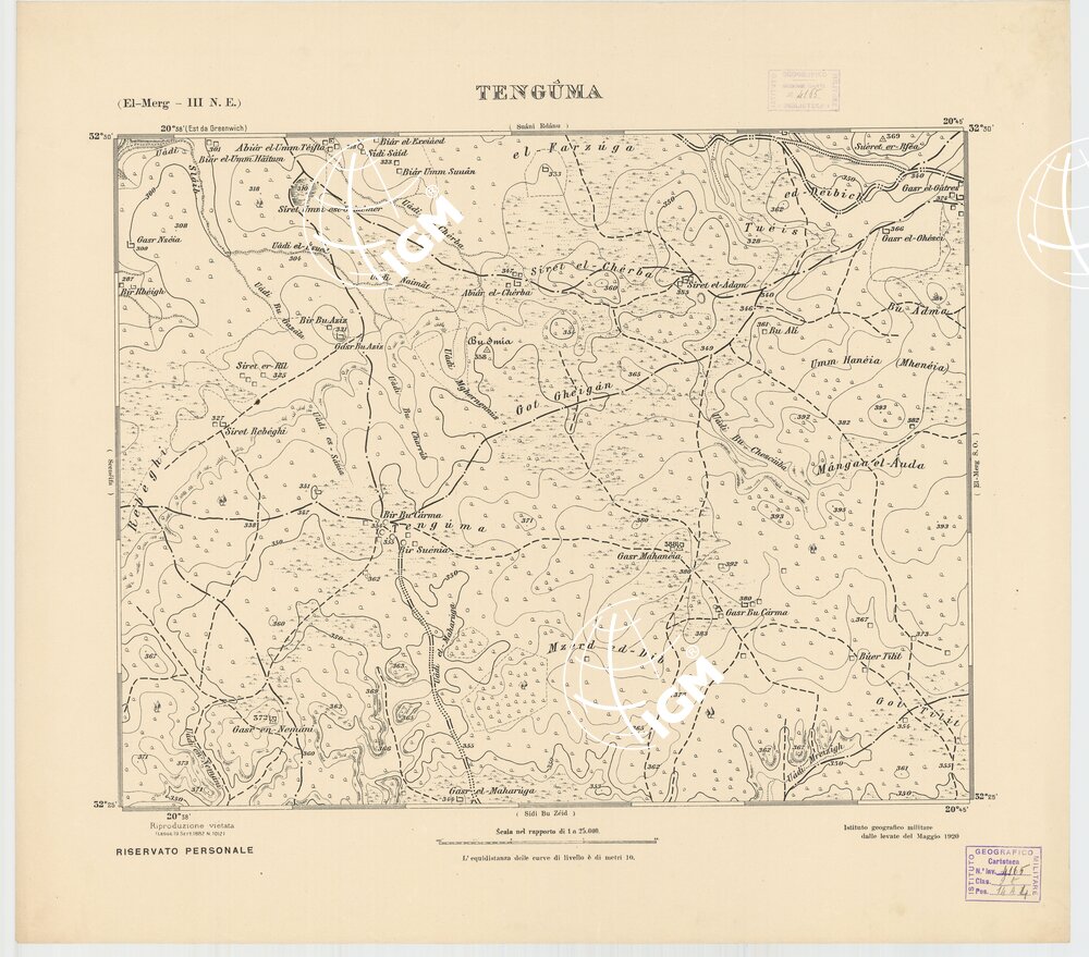 CARTA TOPOGRAFICA DELLA CIRENAICA AL 25.000 - EL-MERG III N. E. - Tenguma