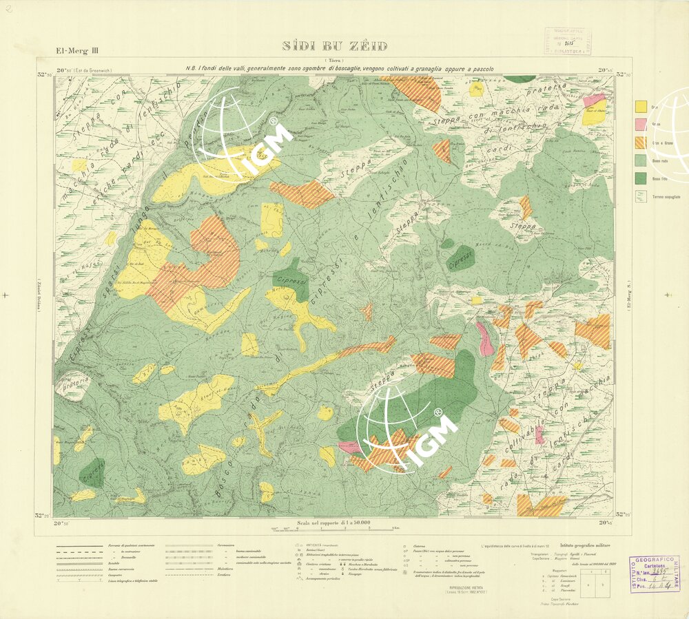CARTA TOPOGRAFICA DELLA CIRENAICA ALLA SCALA DI 1:50.000 - EL-MERG III - Sidi Bu Zeid