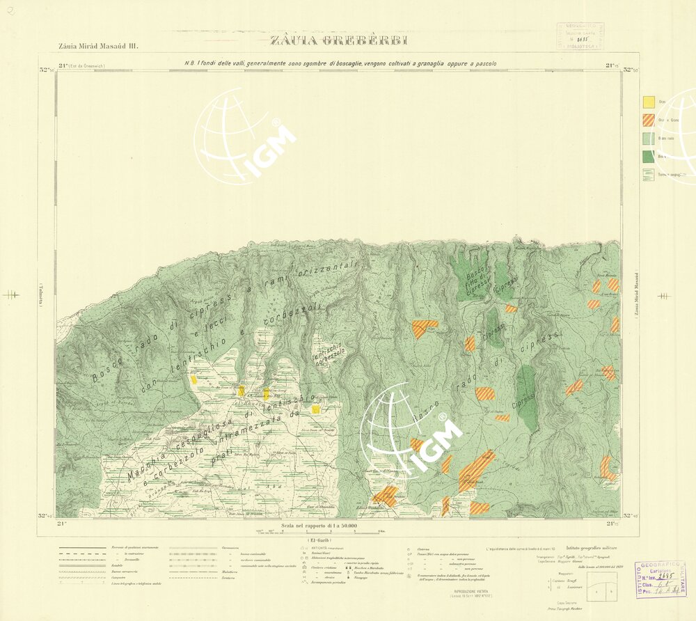 CARTA TOPOGRAFICA DELLA CIRENAICA ALLA SCALA DI 1:50.000 - ZAUIA MIRAD MASAUD III - Zauia Greberbi