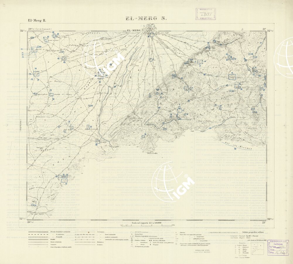 CARTA TOPOGRAFICA DELLA CIRENAICA ALLA SCALA DI 1:50.000 - EL-MERG II - El-Merg S.