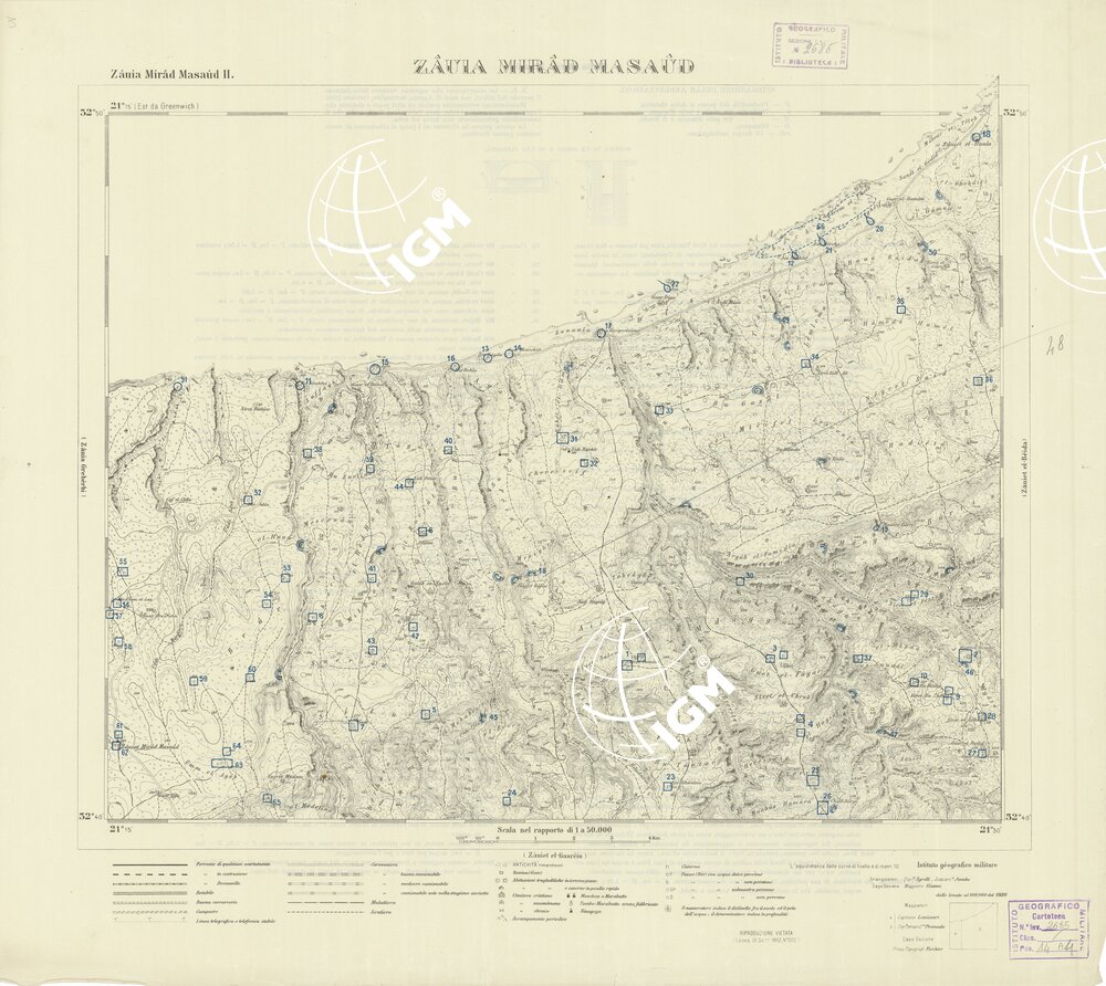 CARTA TOPOGRAFICA DELLA CIRENAICA ALLA SCALA DI 1:50.000 - ZAUIA MIRAD MASAUD II - Zauia Mirad Masaud