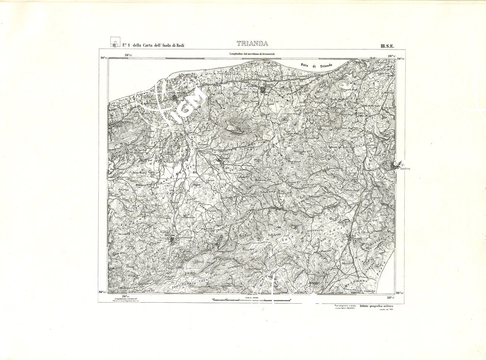 CARTA TOPOGRAFICA DELL'ISOLA DI RODI (ATLANTE) - Tavola 3 - Trianda